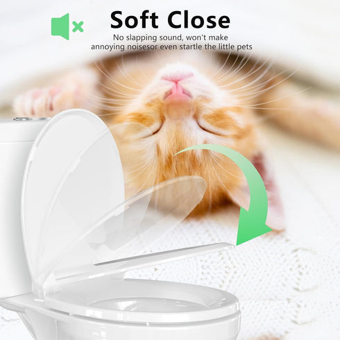 Close16.5'', 2 Auensffer Toilet Seat Round Soft Toilet Lid Slow Close Quiet No Slam, Easy Installation & ReleaseSafe PP