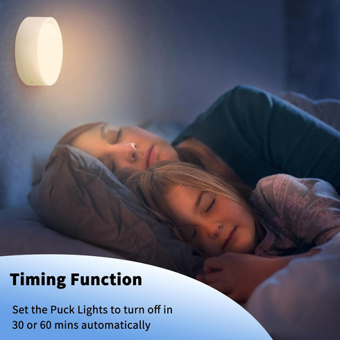 LUMENBAO 4 Pack Counter Dimmable Remote Control LED Puck Lights, Rechargeable LED Under Lights with Functional Remote
