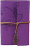 HARDCOVER JOURNAL Writing Notebook - Vintage Leaf Series, Antique Handmade Bound Daily Notepad, (Leaves, Purple)