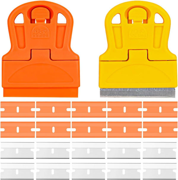 ZIMISI 2PCS Razor Blade Scraper Tool Set, Mini Car Paint Remover with 10