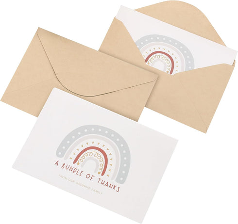FourGiven Family Co 50 Pack, Baby Shower Thank You Cards with Envelopes, Baby Girl Shower, Baby Boy Shower, Gender