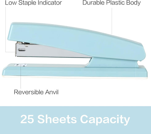 Deli Stapler, Desktop Stapler, Office Stapler, 25 Sheet Capacity, includes 1000 Staples and Staple Remover, Blue