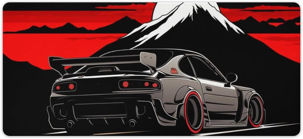 Large Mouse Pad Gaming Anime Rx7 JDM Black Mountain, Extended Keyboard Computer Pad, 40x90cm
