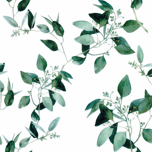 8267 Floral Peel and Stick Wallpaper 17.7in x 9.8ft, Green Eucalyptus Leaf Removable Self Adhesive Contact Paper