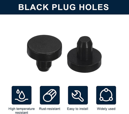 uxcell 20 Pieces Black Rubber Stopper, J6 Waterproof Plug Holes for 5.5-6mm/0.22-0.24" Hole
