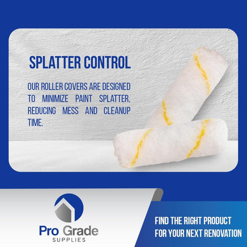 Pro Grade Paint Roller Cover Set - Wall Painting Roller Naps for Professional or Home Use, 4" Mini 25Ea