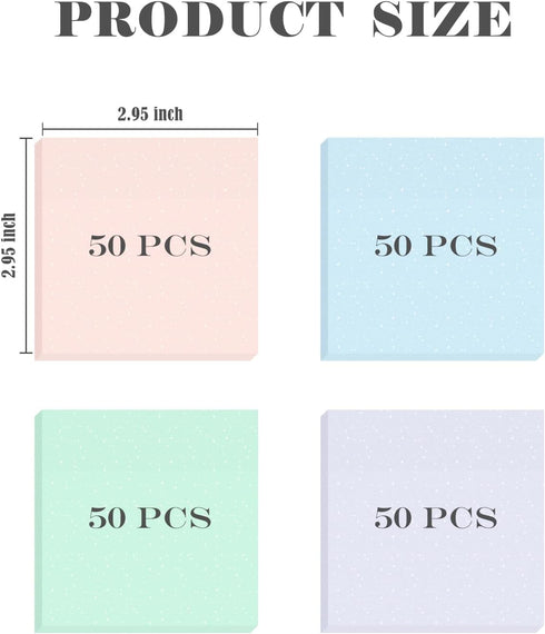 BAYTORY 200 Sheets Glitter Transparent Sticky Notes 3 * 3 inch, Clear Soft Pastel Memo Pads Waterproof Translucent Self-Stick Note, See Through Self-adhesive Note for Office School (Pastel 76mm)