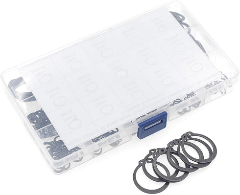 290PCS External Retaining Ring C-Clips Assortment Kit in Black Alloy Steel