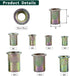 EASTLO M5 Metric Rivet Nuts, 100 Pcs, Carbon Steel Flat Head Threaded Inserts for Metal, Yellow Zinc Plated