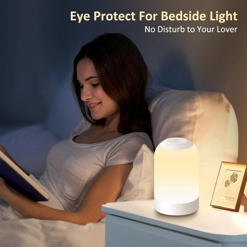 G Keni LED Touch Bedside Table Lamp, Dimmable Nursery Night Light for Kids, USB Rechargeable Small Lamp,