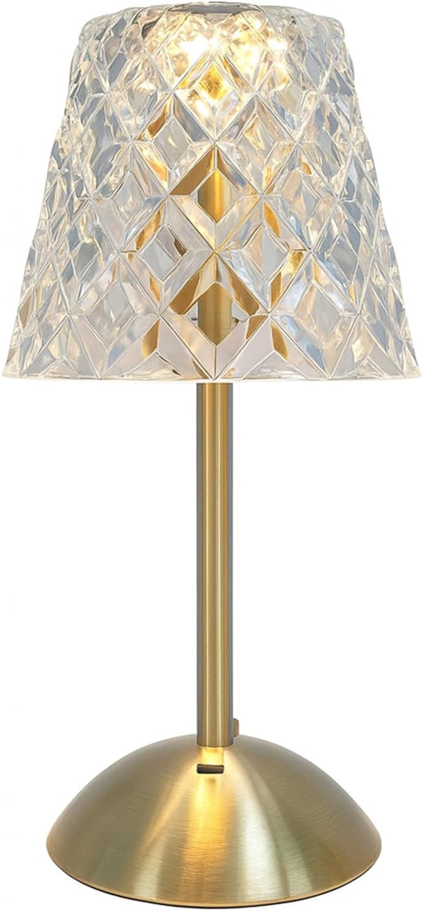 Pleated Crystal Cordless Table Lamps - Ambient Decor, 2000mAh Rechargeable, Touch Control,