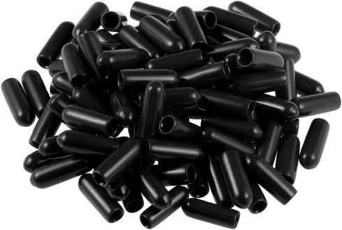 uxcell 100pcs Rubber End Caps - 3.5mm ID Vinyl Round Tube Bolt Cap Cover for Screw Thread Protectors, Black
