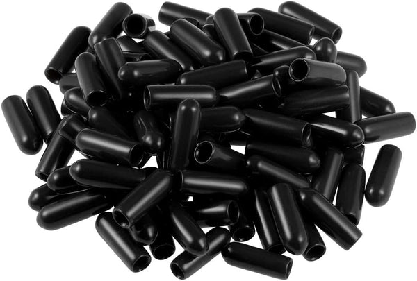 uxcell 100pcs Rubber End Caps - 3.5mm ID Vinyl Round Tube Bolt Cap Cover for Screw Thread Protectors, Black