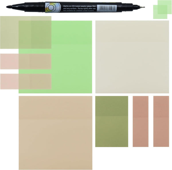 Translucent Sticky Notes 3"x3" - Cute Clear Transparent Page Flags for Planner Accessories and Office Supplies