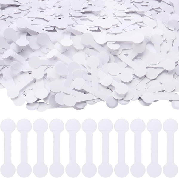Barbell Jewelry Tags - White Round Self-Adhesive Identification Labels for Necklace & Earring Display (1000)