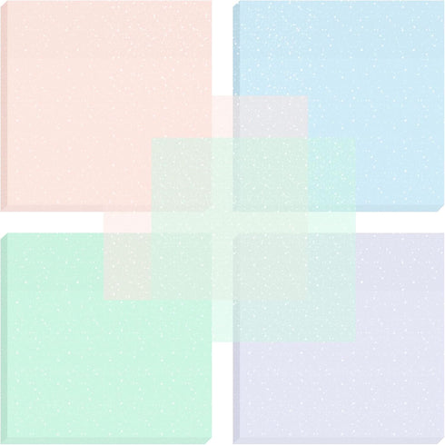 BAYTORY 200 Sheets Glitter Transparent Sticky Notes, 3 * 3 inch, Clear Soft Pastel Memo Pads for Office, School