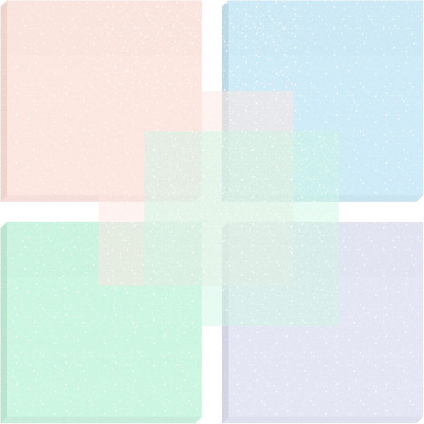 BAYTORY 200 Sheets Glitter Transparent Sticky Notes, 3 * 3 inch, Clear Soft Pastel Memo Pads for Office, School