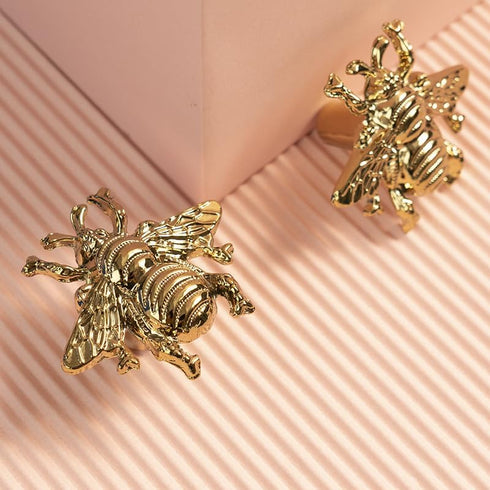 SANCHAKOU 2 Pack Metal Cabinet Handles Brass Bedside Table Small Bee Handle Wardrobe Cabinet Drawer Shoe Cabinet Handle