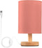 Salmon Bedside Table Lamp for Bedroom Nightstand with USB Port Nightstand Lamp