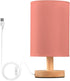 Salmon Bedside Table Lamp for Bedroom Nightstand with USB Port Nightstand Lamp