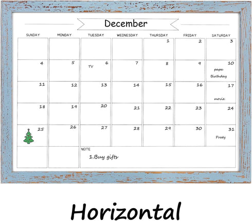 Dry Erase Monthly Calendar Board, Magnetic Wall Whiteboard for Office/School/Home, Walnut Brown Frame 10.5"x 14.5"