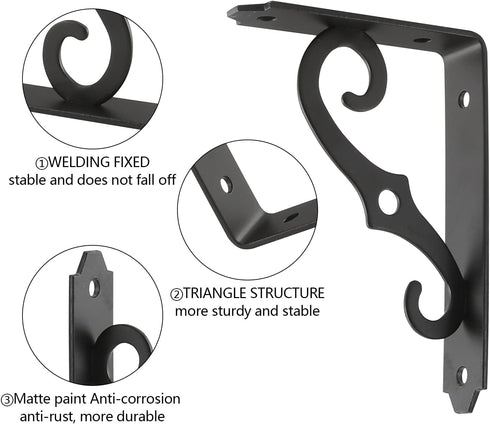 HOME MASTER HARDWARE 5x3-1/2 2 Decorative Shelf Brackets in Wall Mounted Floating Shelf Bracket L Heavy Duty Support