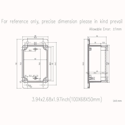Zulkit Junction Box, ABS Plastic Dustproof Waterproof IP65 Electrical Boxes Project Enclosure, Black 3.94 x 2.68 x 1.97