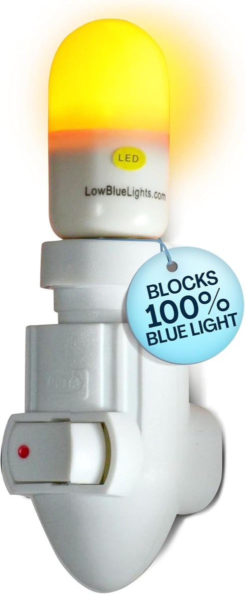 LowBlueLights Amber Night Light: 120V Plug-in LED Blocks 100% Blue Light for