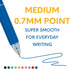 Pastel Ballpoint Pens, Colored Ink, Retractable, Medium Point 0.7mm, Quick Drying, Smearing and Smudging Proof