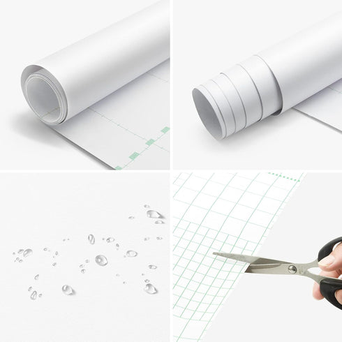 Thick White Contact Paper Matte White Wallpaper 16"x198" Waterpoof Peel and Stick Wallpaper Decorative Self Adhesive Vinyl Film Wrap Contact Paper for Walls Furniture Countertop by seonta
