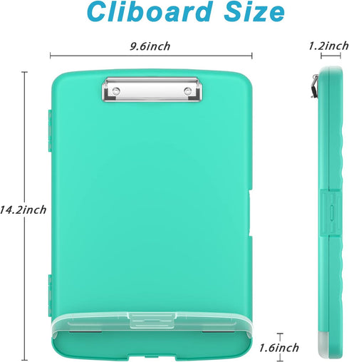 Rimilak Plastic Clipboard with Storage - High Capacity Nursing Clipboards with Pen Holder (Green)