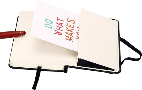 ZZTX 2 Pack Small Pocket Notebook, 3.5" x 5.5", Hardcover Lined Paper Mini Notepad with Black Leather Sketchbook