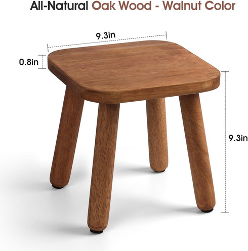 Slirike 9.3" 300lbs Solid Wood Step Stool - Capacity Plant Stand Indoor, Smal Stools to Sit on, Multi-Use Footstool