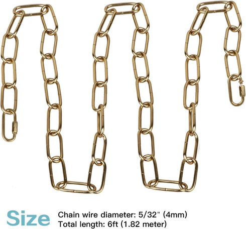 Helunsi 6 6' Lighting Chain, Feet Imitation Copper Light Fixture Chain, Metal Chandelier Chain Extension