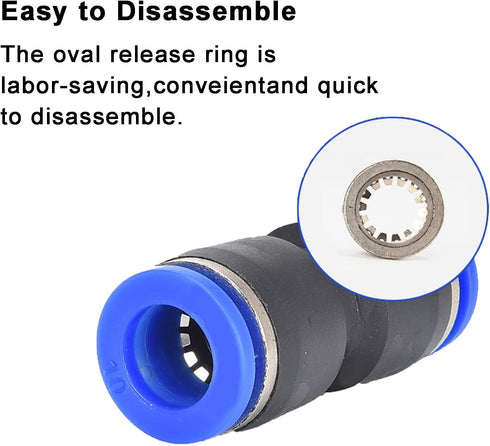 WAFJAMF Straight Push to Connect Fitting, 12mm Tube OD Quick Release Pneumatic Connectors (10 Pcs)