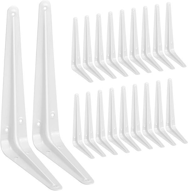 Eledom 20 Pack Shelf Brackets 8 Inches White, Heavy Duty Steel Metal L