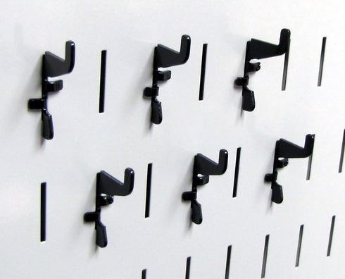 Wall Control Standard Slotted Hook Pack - Slotted Metal Pegboard Hooks for Tool Board - Black