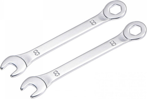 uxcell Thin Combination Wrench, 2 Pcs Metric Mirror-Chrome Plated High Carbon Steel for Household Repairs