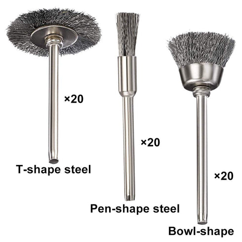 60 Pieces Wire Cup Brush Set, Vankcp Power Rotary Tool Buffing Wheels Small Wire Brushes for Drill