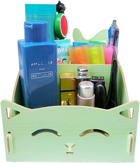 DIY Cat Storage Artwork Cosmetic Collection Pen Pencil Holder Organizer Desk Sorter Green by Artkingdome
