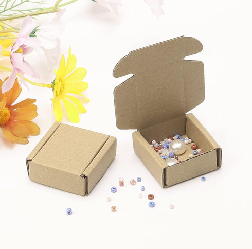 Ellbest 50Pcs Foldable Kraft Boxes, Rectangular Recyclable Cardboard for Packing, Shipping, Storage, 1.96x1.96x0.78