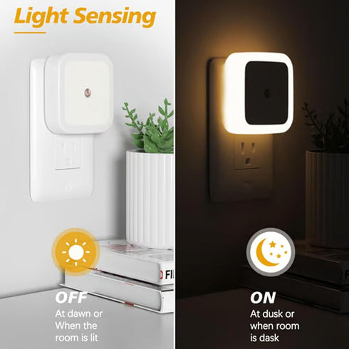 Yueliang 4-Pack 3000k 1Pcs) Square Light-Controlled Night Light, LED Plug-In Night Light with Smart Dusk-to-Dawn