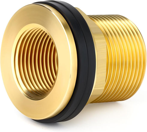 GASHER 2PCS Brass 1-1/2" Female 2" Male Bulkhead Tank Connector Adapter Fitting with Rubber Ring