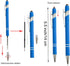 PASISIBICK 12 Pieces Blue Ballpoint Pen with Stylus Tip, 2 in 1 Stylish Metal Pen for Touch Screens, Black Ink (Light