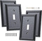 Decorative Wall Plates Outlet Covers - Bamboo Fiber Material Light Switch Plates, Various Styles, Matte Black (4 Pack)