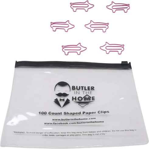 Pig Shaped Paper Clips, 100 Count Refill Bag, Great for Collectors or Office Gift, Comes in Round Tin with Lid