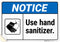 Notice Use Hand Sanitizer Sign, 10x7 Inches, 4 Mil Vinyl Decal Stickers