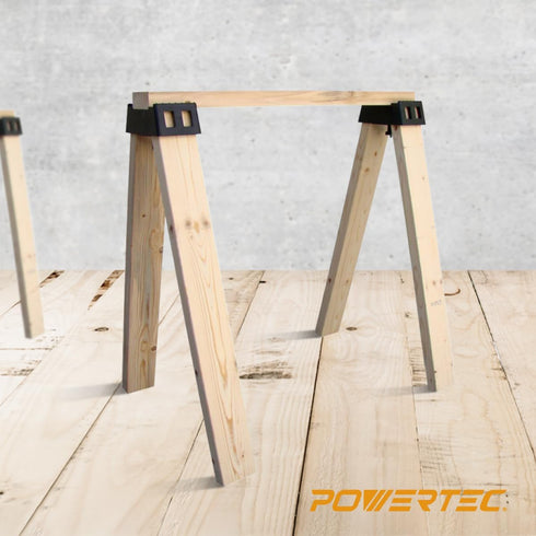 71026-P2 Set 4 500Lbs 2x4 POWERTEC Sawhorse Brackets, of Saw Horse Brackets w/ Capacity, Heavy Duty for Use