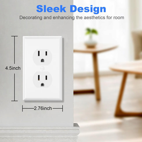 Duplex Wall Plates, Electric Receptacle Outlet Cover, 1-Gang Standard Size 2.76"W x 4.5"H, Glossy White (20 Pack)