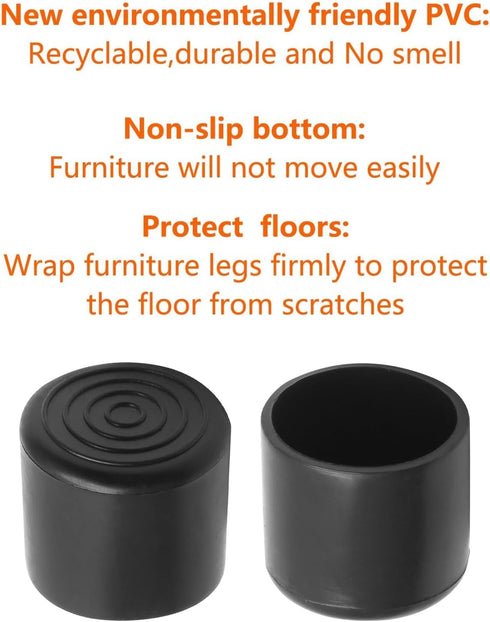 40 7/8"(22mm) Bonsicoky Pcs Round Rubber Furniture Leg Caps, Vinyl Flexible Chair Leg Floor Protectors/Covers Plastic